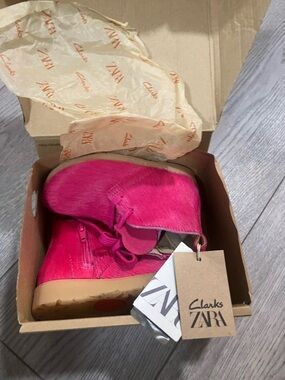 Clarks x Zara Toddler Desert Boots EU 24/US 8 Pink Cowhide Crepe Sole New w/box